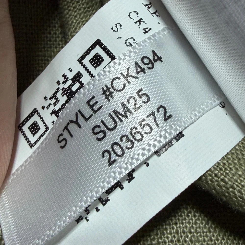 J. CREW Squareneck Button Back Top Linen Dusty Fatigue Green CK494 Women S